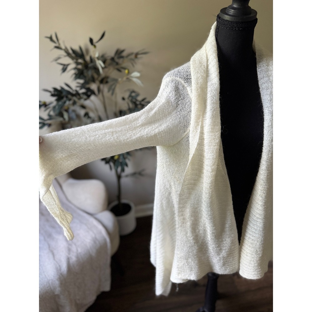 Michael Kors Mohair Blend Open Front Cardigan Cream Shawl Collar Large - Picture 4 of 5